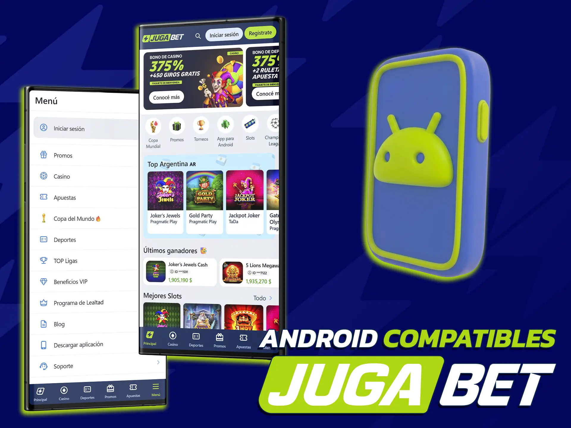 Comprobá los celulares soportados para correr la app de JugaBet exitosamente.