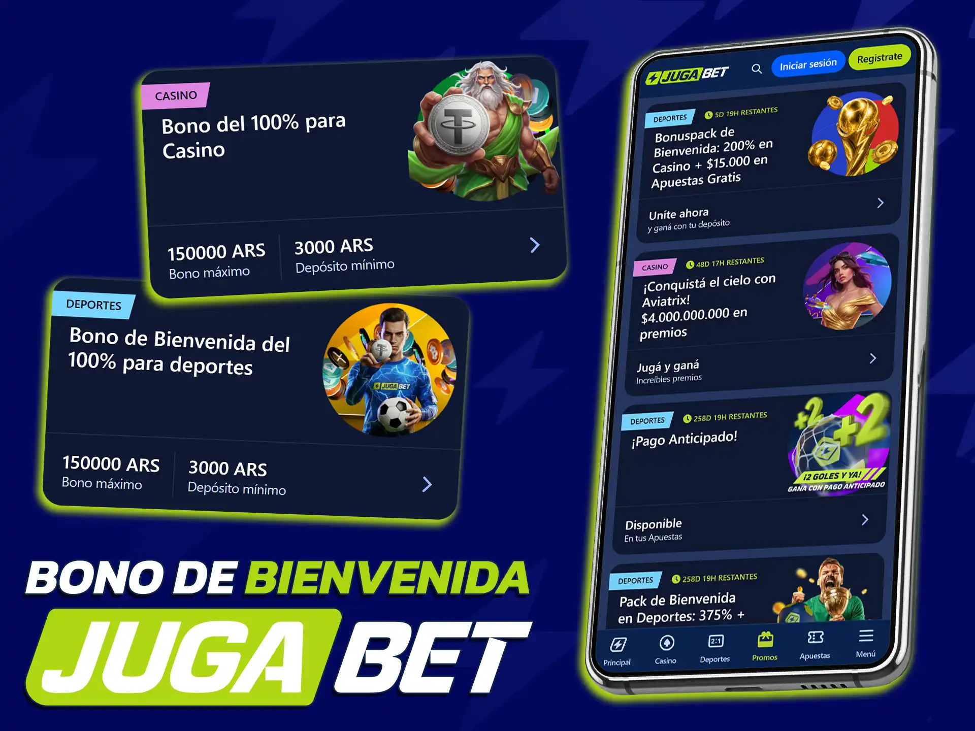 Reclamá tu beneficio inicial al registrarte en la app de JugaBet.