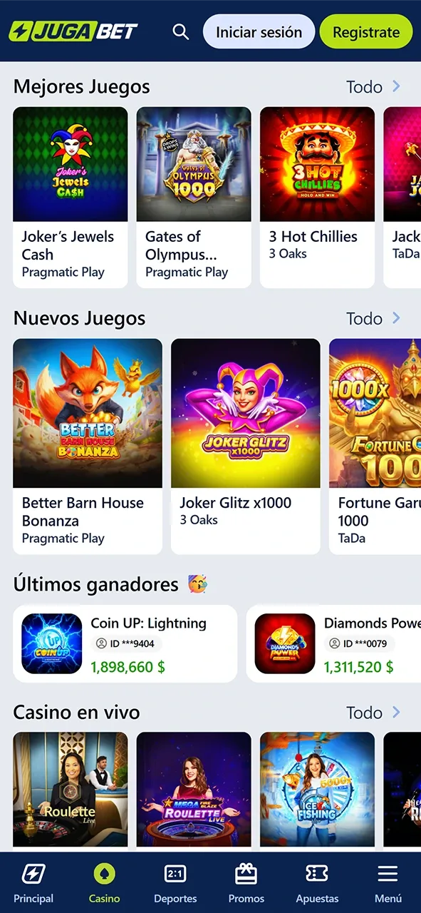 Buscá información sobre los juegos de casino en la app de JugaBet.