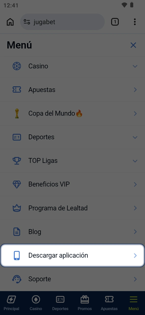 Bajá el archivo para la actualización de la app de JugaBet.