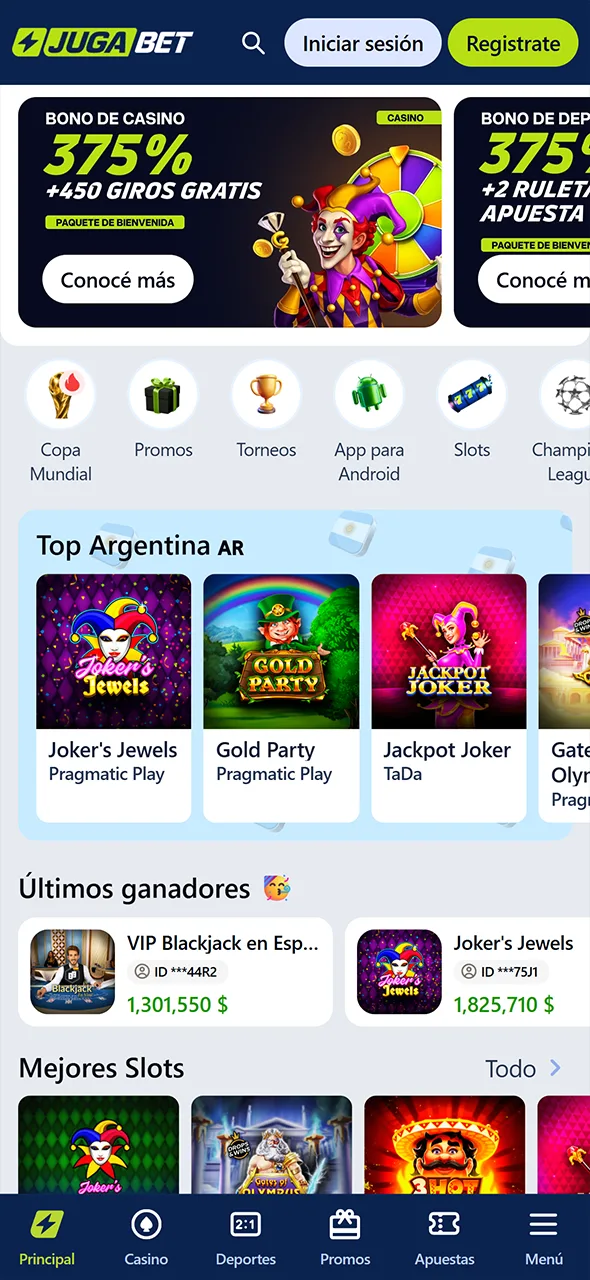 Revisá que la actualización terminó abriendo la app de JugaBet.