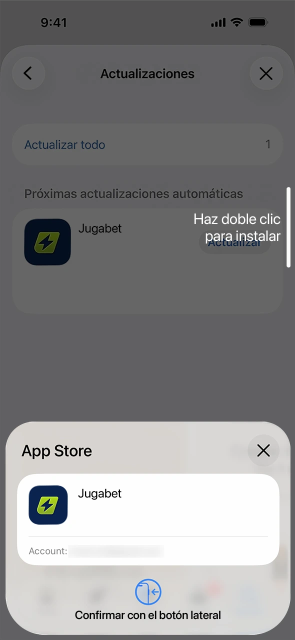 Verificá tu identidad autorizando la actualización en la app de JugaBet.