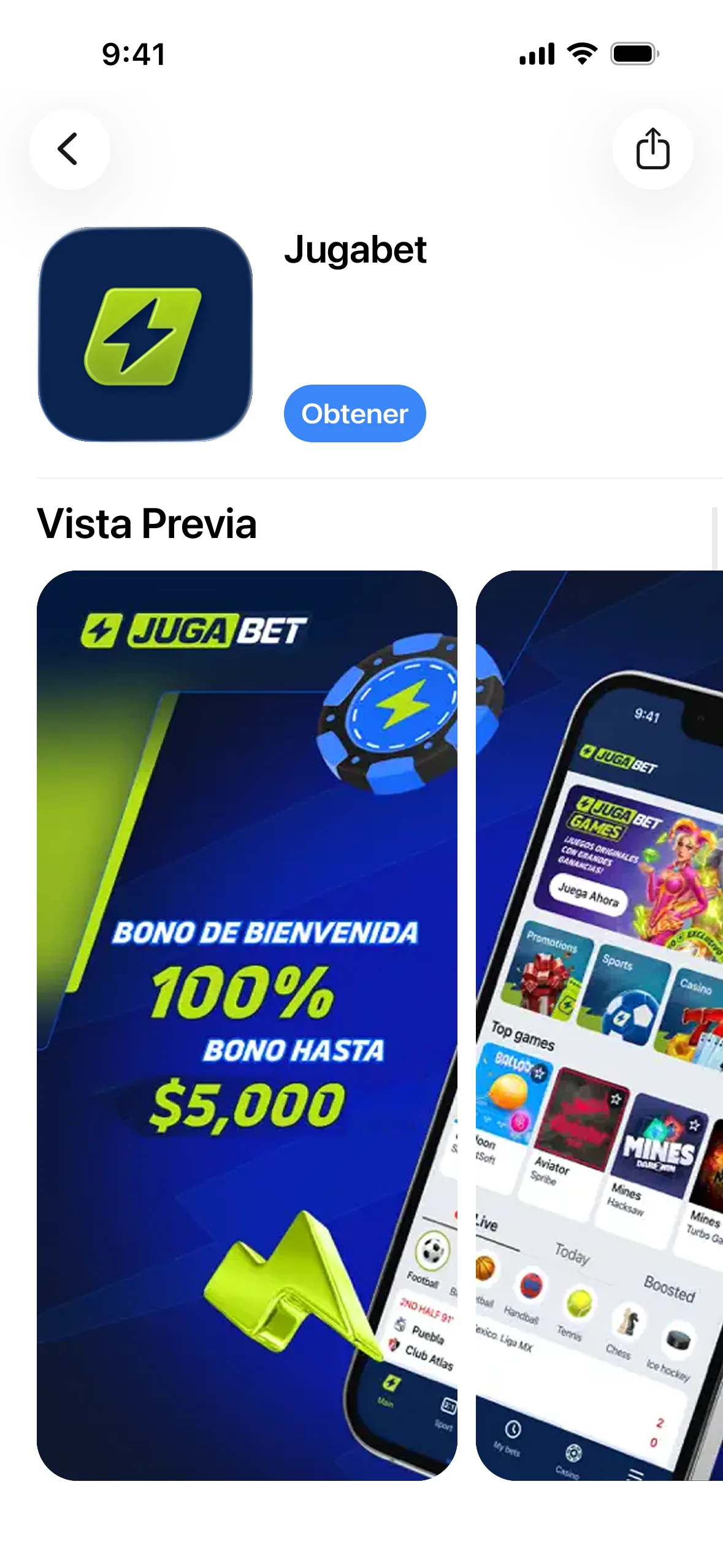 Ingresá a la tienda de iOS y buscá la app de JugaBet.