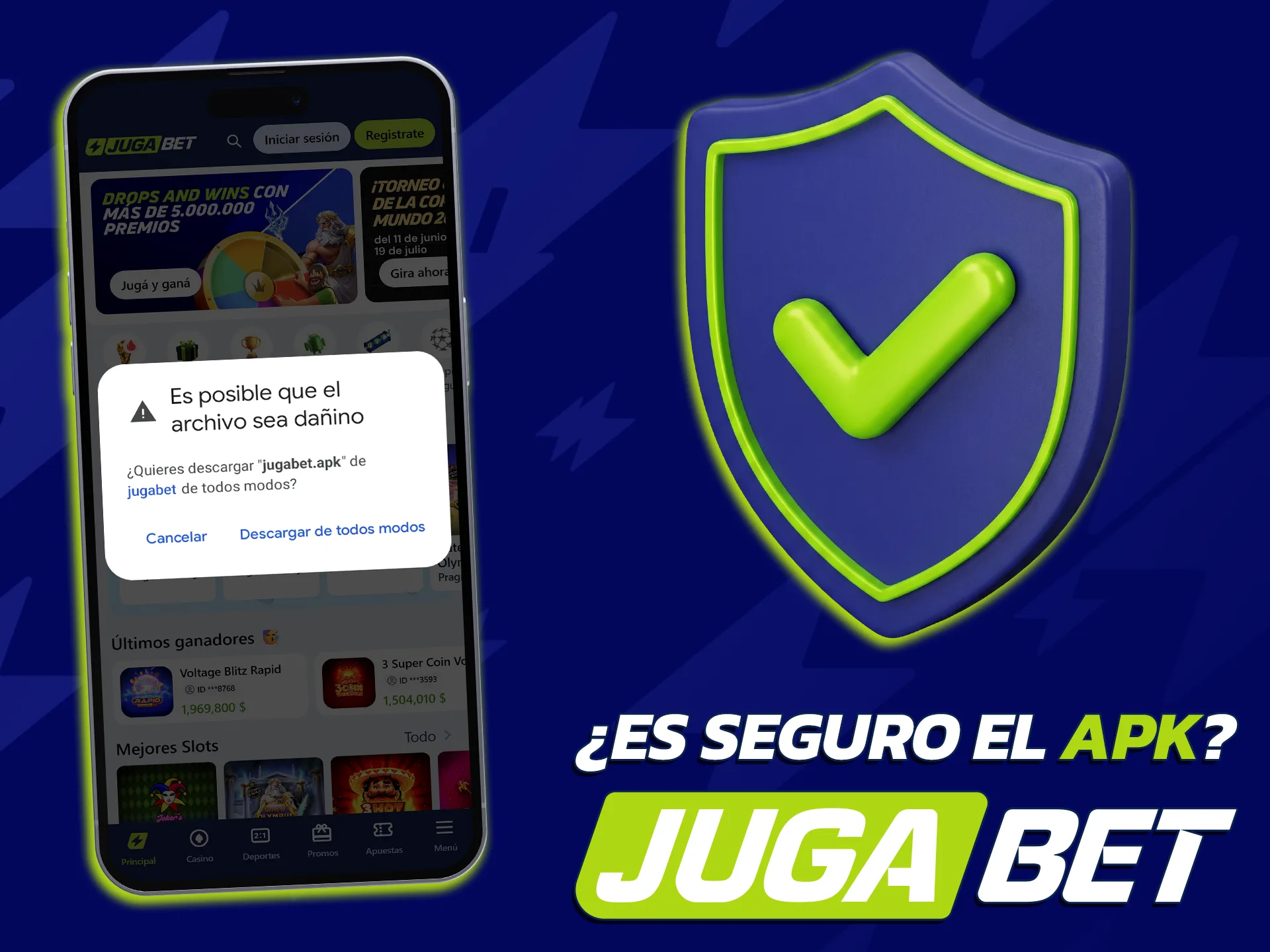Descargá el archivo de instalación protegido para la app de JugaBet.