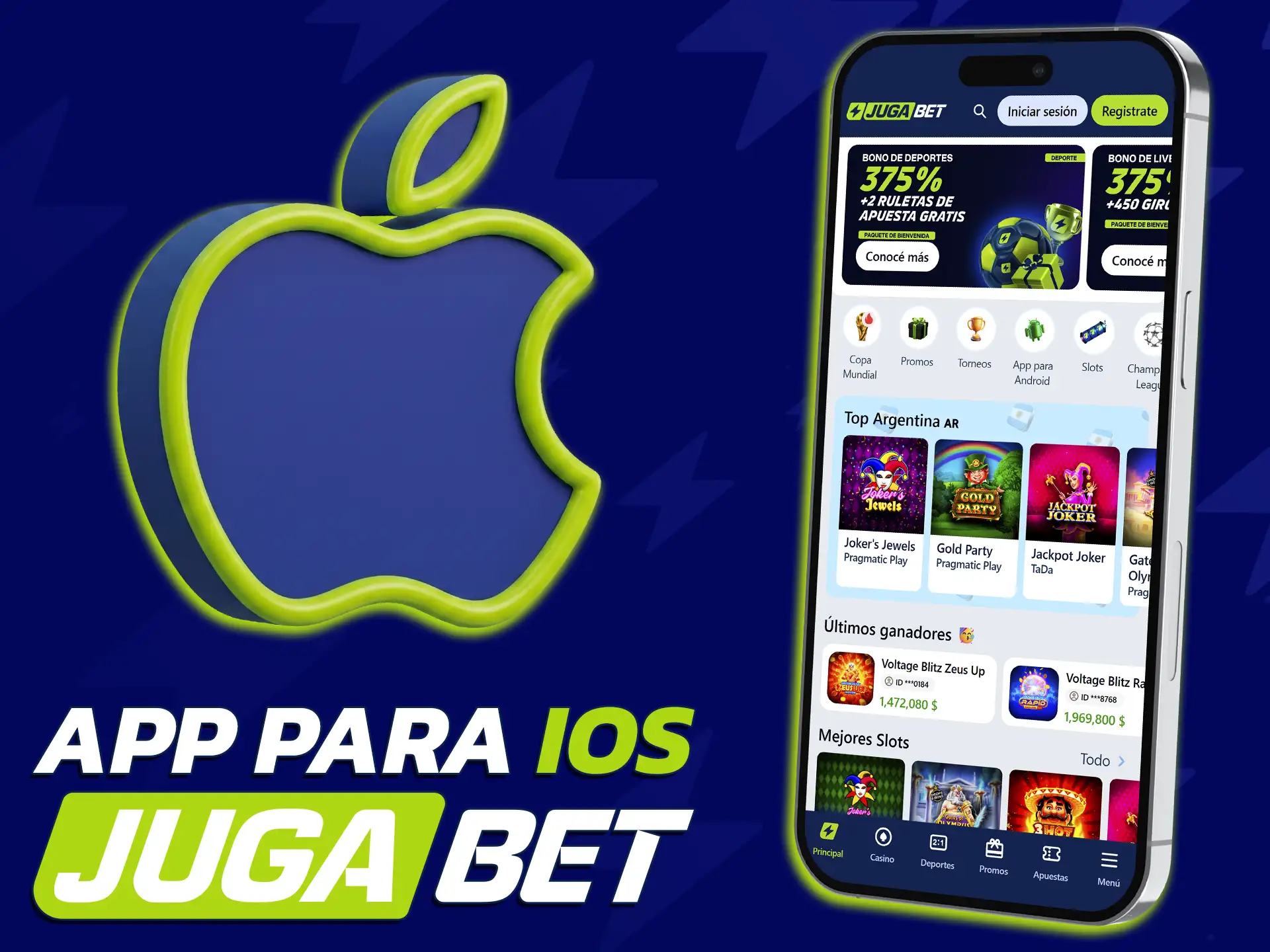 Probá la app de JugaBet en tu iPhone y hacé pronósticos.