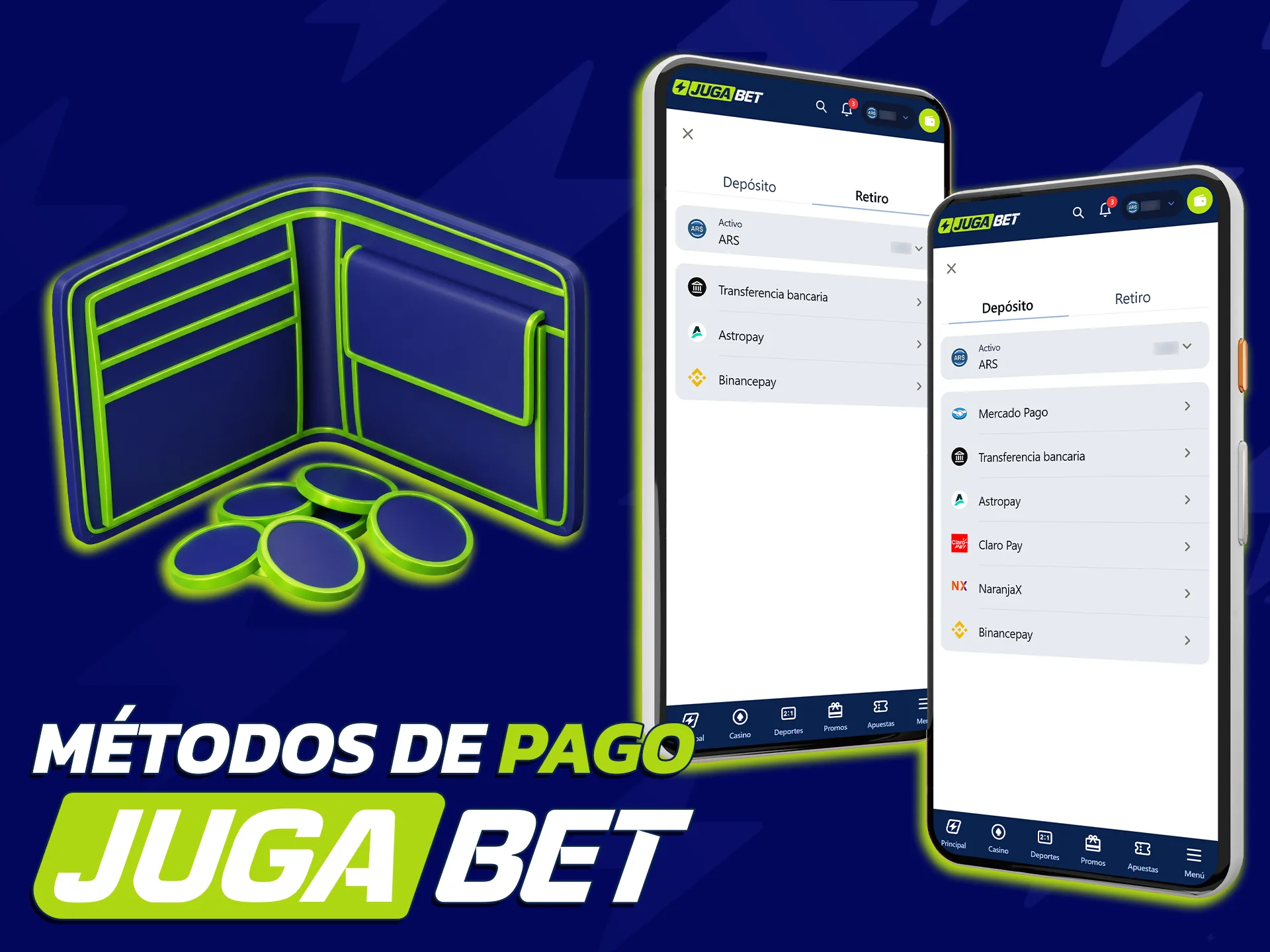 Cargá saldo con métodos locales mediante la app de JugaBet.