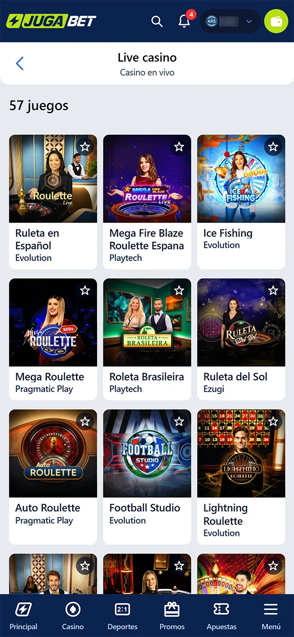 Entra a las salas para ganar en el casino en vivo JugaBet.