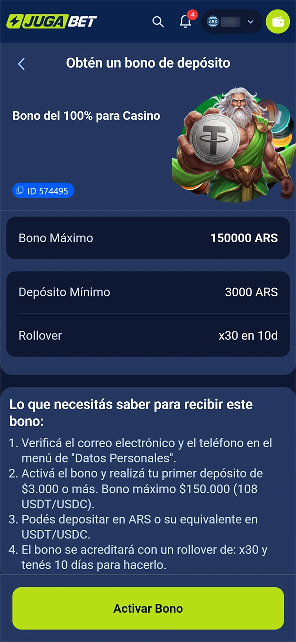 Activa tu bono y prueba el casino en vivo de JugaBet.