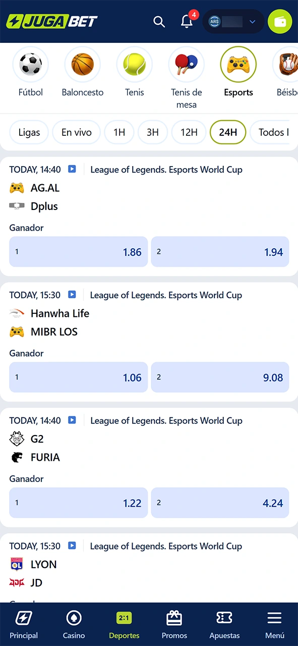 Encuentra tus torneos favoritos en la app de esports de JugaBet.