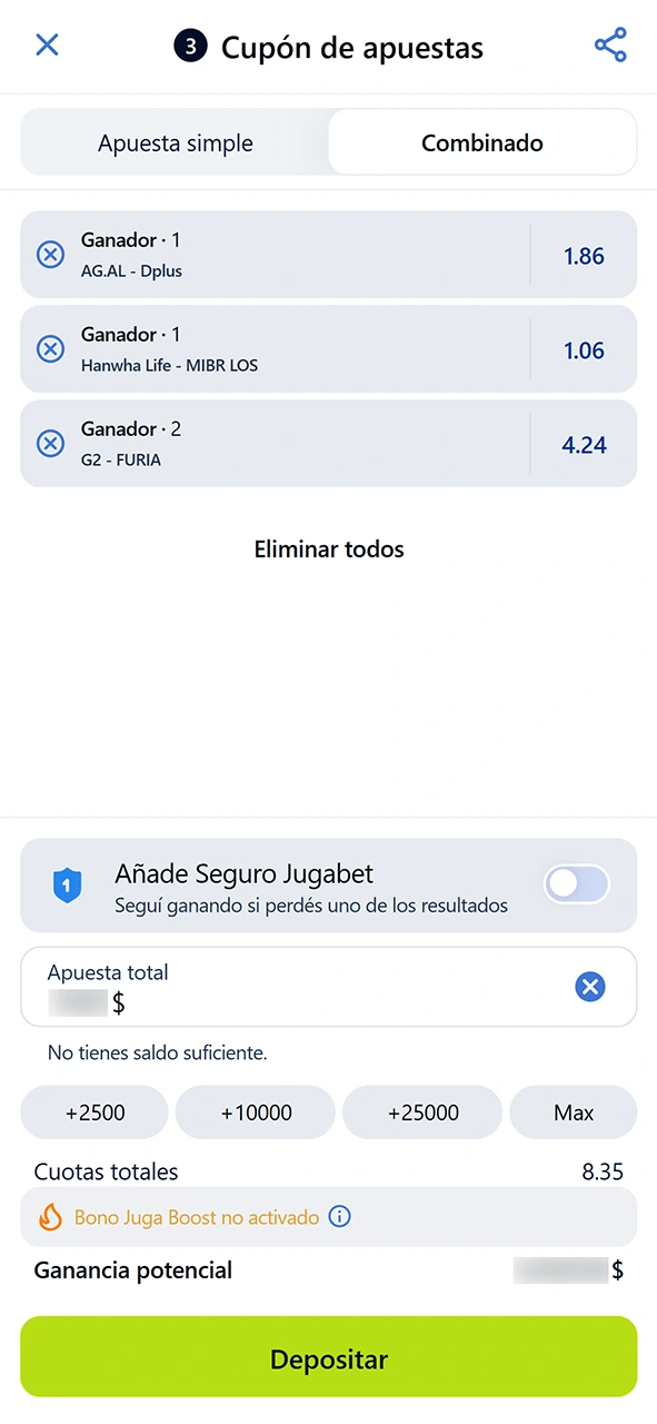 Confirma tu primera predicción en la app de esports de JugaBet.