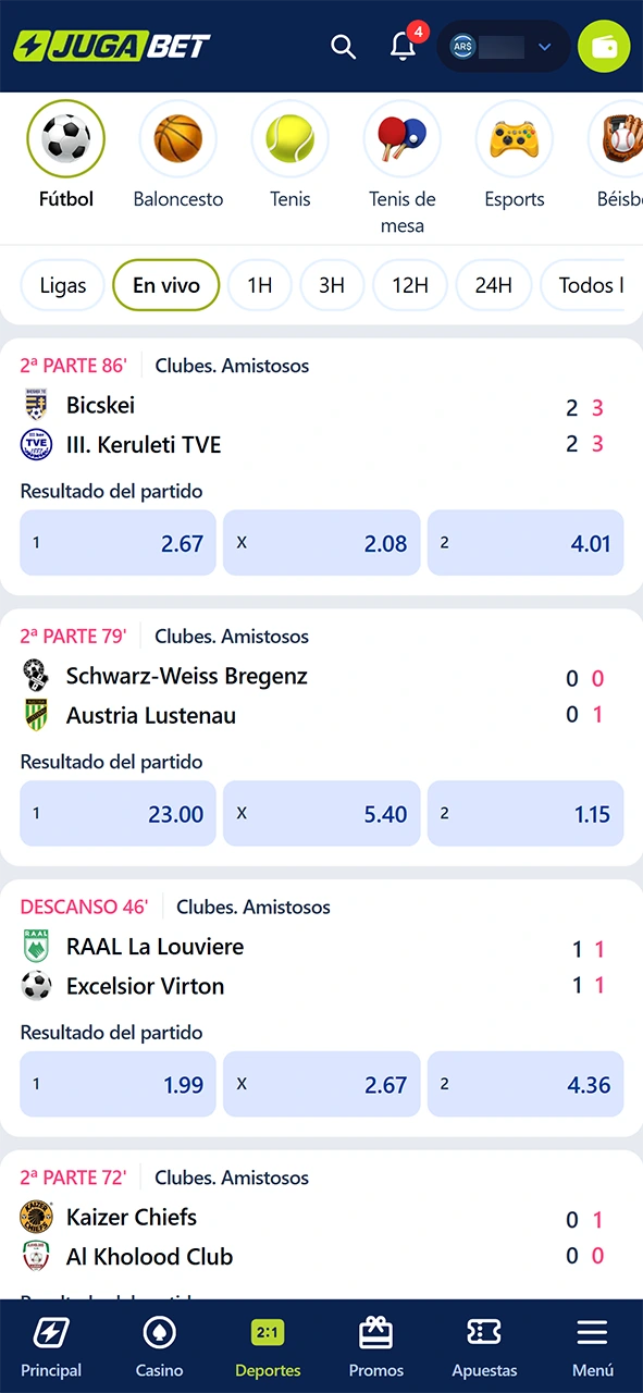 Elige tu evento favorito para apostar al fútbol seguro en JugaBet.