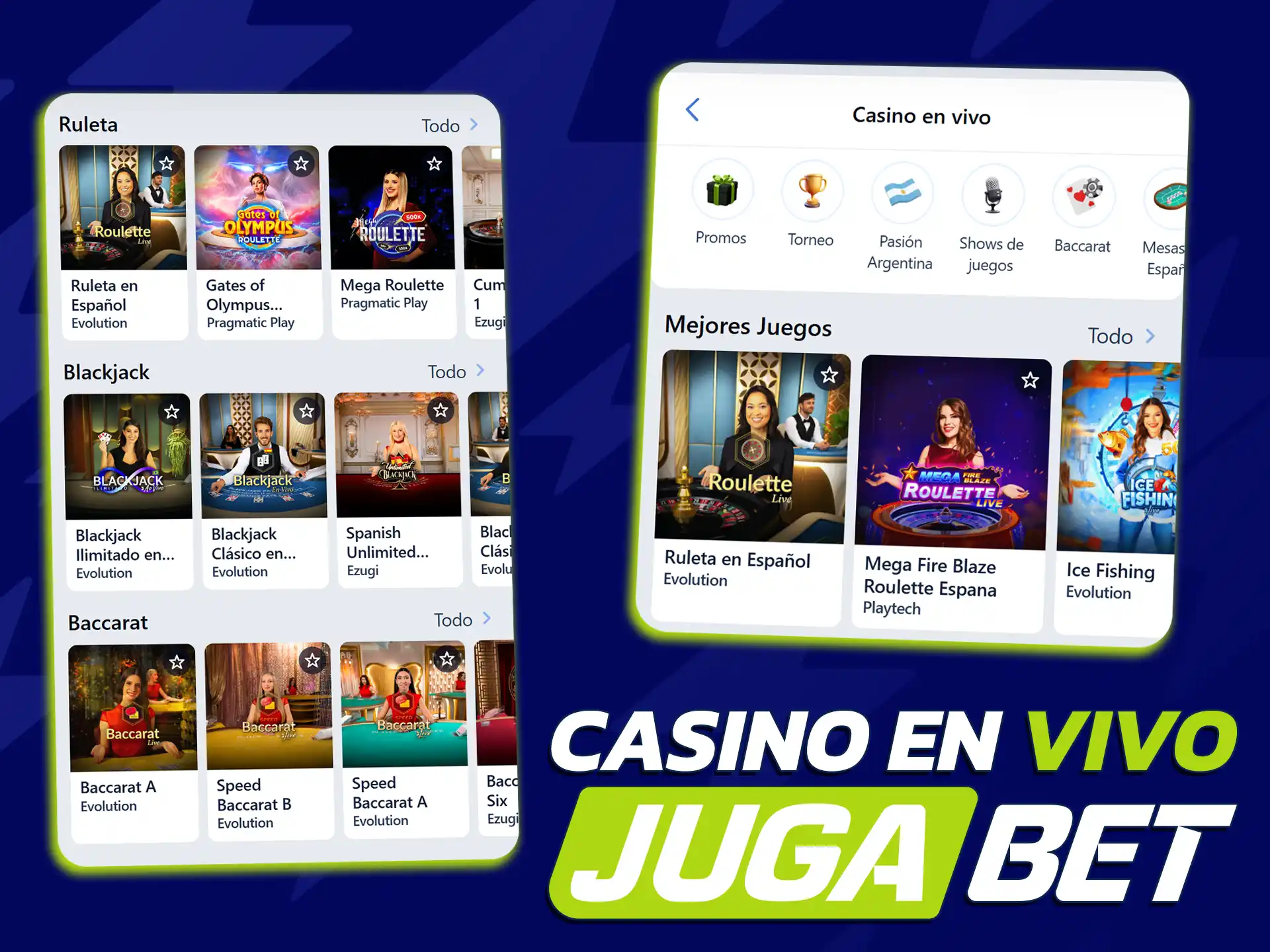Interactúa con crupieres reales jugando en el casino en vivo de JugaBet.