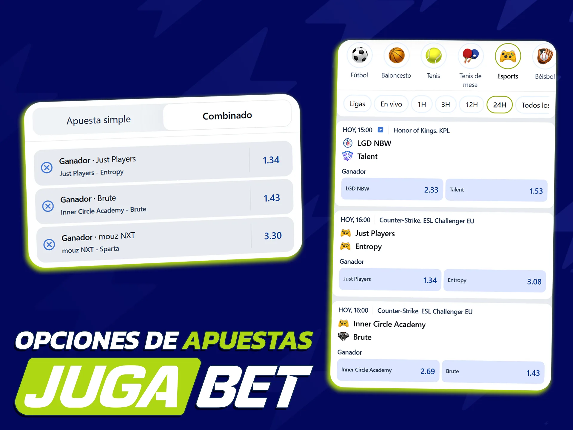 Realiza una apuesta en tus torneos favoritos de esports con JugaBet.