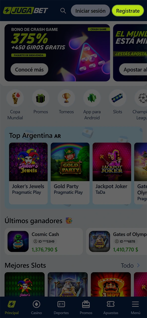 Finaliza tu registro en la plataforma para asegurar tu bono en JugaBet.