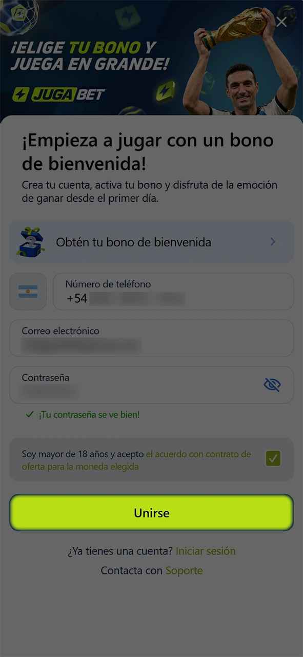 Verifica tu dirección de email para activar tu registro en JugaBet.