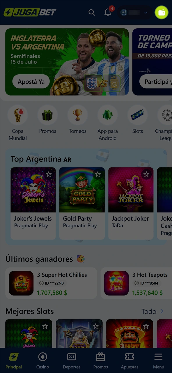 Visita la sección del cajero para gestionar tu retiro en JugaBet.