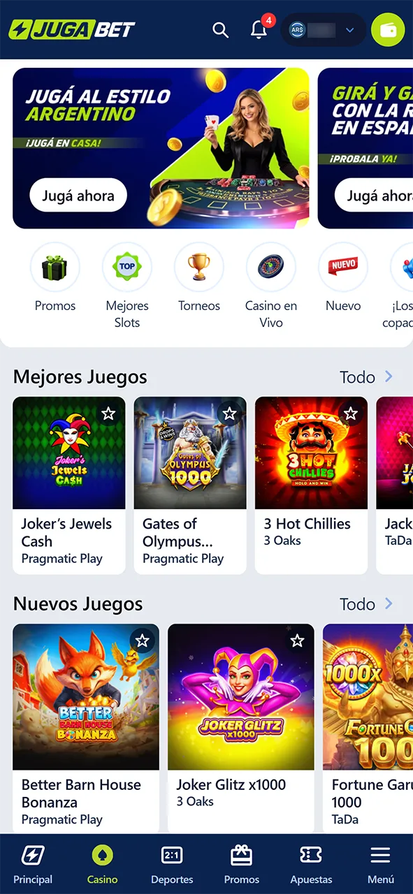 Explora todo el lobby para jugar tragamonedas online en JugaBet.